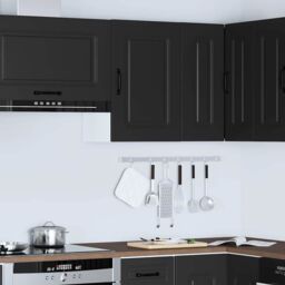 Berkfield Home Kitchen Wall Cabinet Kalmar Black Engineered Wood - thumbnail 4