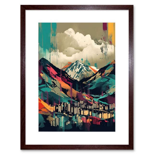 "Artery8 Wall Art Print Ben Nevis & Fort William Modern Bold Landscape Artwork Framed 9X7 Inch in Brown - Size: W7"" x H9""" - image 1