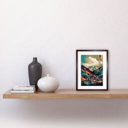 "Artery8 Wall Art Print Ben Nevis & Fort William Modern Bold Landscape Artwork Framed 9X7 Inch in Brown - Size: W7"" x H9""" - thumbnail 2