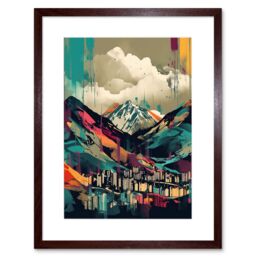 "Artery8 Wall Art Print Ben Nevis & Fort William Modern Bold Landscape Artwork Framed 9X7 Inch in Brown - Size: W7"" x H9""" - thumbnail 1