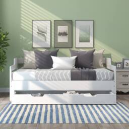 Merax White Daybed with Trundle & Storage Drawer - Size: Single - thumbnail 8