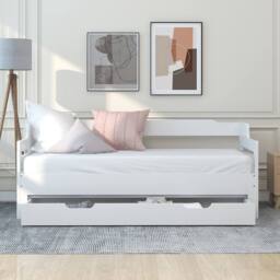 Merax White Daybed with Trundle & Storage Drawer - Size: Single - thumbnail 2