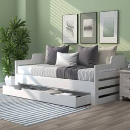 Merax White Daybed with Trundle & Storage Drawer - Size: Single - thumbnail 9