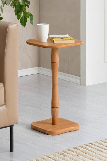 MH London Solid Mango Wood Free-Form Side Table, Accent End Table - Jasmine in Light Beige - image 1