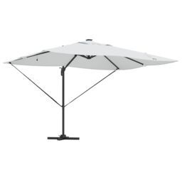 Berkfield Home Cantilever Roma Parasol with LEDs Sand 352x251x265 cm Aluminium in Beige - Size: 352 x 251 x 265 cm - thumbnail 2