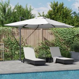 Berkfield Home Cantilever Roma Parasol with LEDs Sand 352x251x265 cm Aluminium in Beige - Size: 352 x 251 x 265 cm - thumbnail 1