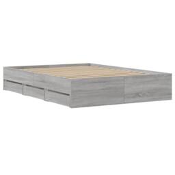 Berkfield Home Modern Bed Frame w/Drawers Frame Grey Sonoma 120x190 cm Small Double - thumbnail 8
