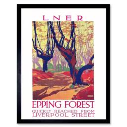"Artery8 Vintage Advert LNER Epping Forest Liverpool Travel Framed Art Print - Size: W12"" x H16""" - thumbnail 1