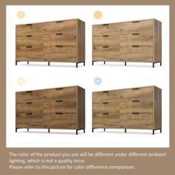 Merax Dark Oak 6 Drawer Chest Of Drawers for Living Room in Brown - thumbnail 5