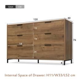 Merax Dark Oak 6 Drawer Chest Of Drawers for Living Room in Brown - thumbnail 2