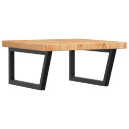 Berkfield Home Elegant Basin Shelf Wall Mounted Steel & Solid Wood Oak in Brown - thumbnail 3