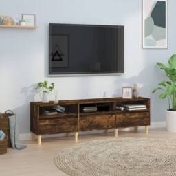 Berkfield Home TV Cabinet Smoked Oak 150x30x44.5 cm Engineered Wood in Brown - thumbnail 2