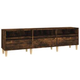 Berkfield Home TV Cabinet Smoked Oak 150x30x44.5 cm Engineered Wood in Brown - thumbnail 1