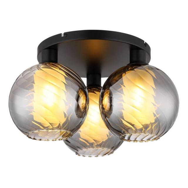 Netlighting Ulf Shade Cluster Ceiling Light Black Ball Smoke Glass Shade 3x E27 - image 1