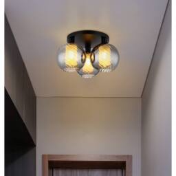 Netlighting Ulf Shade Cluster Ceiling Light Black Ball Smoke Glass Shade 3x E27 - thumbnail 3