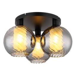 Netlighting Ulf Shade Cluster Ceiling Light Black Ball Smoke Glass Shade 3x E27 - thumbnail 1