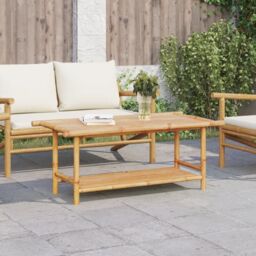 Berkfield Home Coffee Table 110x55x45 cm Bamboo in Brown - Size: 110 x 55 x 45 cm - thumbnail 1