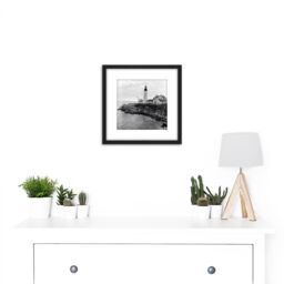 Artery8 Berenice Abbott Lighthouse Maine Sea Coast Photo 8X8 Inch Square Wooden Framed Wall Art Print Picture with Mount in Black - thumbnail 2
