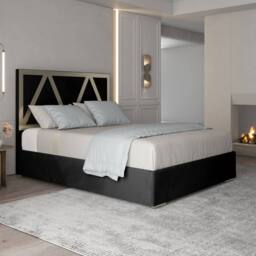 Casani Cliddesden Upholstered Soft Velvet Black Metal Designer Bed Frame - Size: Single - thumbnail 2