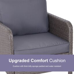 OUTSUNNY 5 Pcs PE Rattan Garden Patio Furniture Set w/ Chair Stool Coffee Table in Grey - thumbnail 5