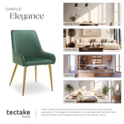 tectake Dining Chair Avane Set Of 6 - Green - Size: 6 Pack - thumbnail 7