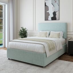 Bedmaster Linen 4 Drawer Divan Base & Plain Headboard in Light Brown - Size: Double - thumbnail 3