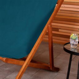 Charles Bentley Eucalyptus Wooden Double Deck Chair for Outdoors & Garden in Blue - thumbnail 3
