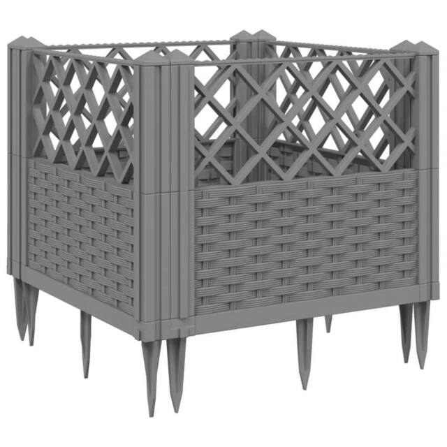 Berkfield Home Garden Planter with Pegs Light Grey 43.5x43.5x43.5 cm PP - image 1