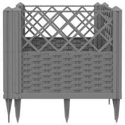 Berkfield Home Garden Planter with Pegs Light Grey 43.5x43.5x43.5 cm PP - thumbnail 4