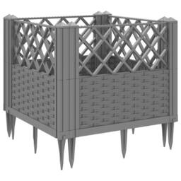 Berkfield Home Garden Planter with Pegs Light Grey 43.5x43.5x43.5 cm PP - thumbnail 6
