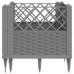 Berkfield Home Garden Planter with Pegs Light Grey 43.5x43.5x43.5 cm PP - thumbnail 5