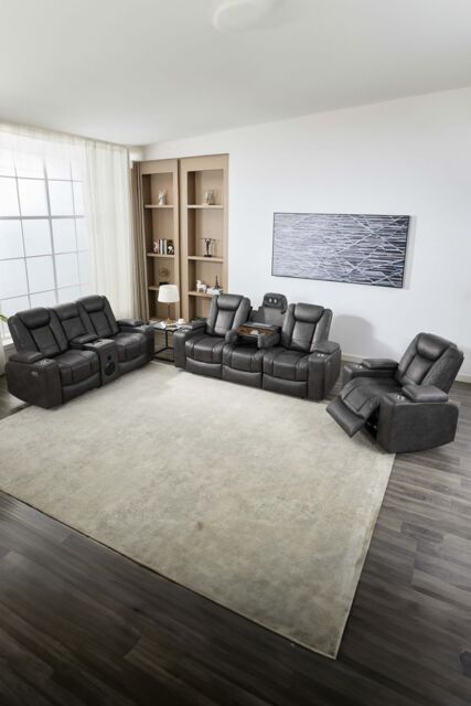More4Homes Ashton Electric Recliner 1+2+3 Seater Sofa Set Technology Fabric With Speakers & Usb-C Charging in Grey - image 1