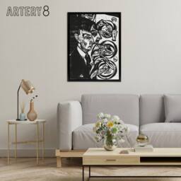 "Artery8 Anxious Nervous People at Dinner Kirchner Black Framed Canvas Wall Art - Size: W12"" x H16""" - thumbnail 3
