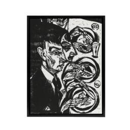 "Artery8 Anxious Nervous People at Dinner Kirchner Black Framed Canvas Wall Art - Size: W12"" x H16""" - thumbnail 1