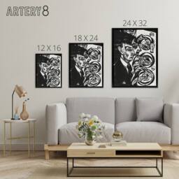 "Artery8 Anxious Nervous People at Dinner Kirchner Black Framed Canvas Wall Art - Size: W12"" x H16""" - thumbnail 4