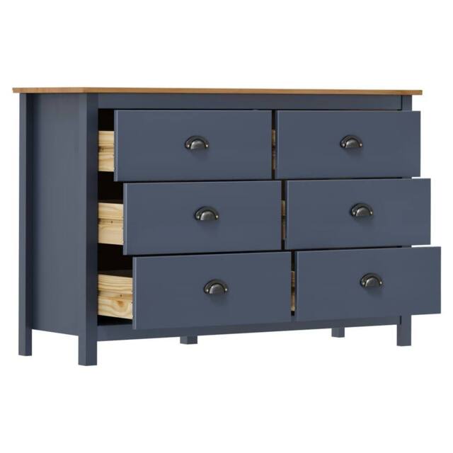 Berkfield Home Sideboard Hill Grey 125x40x80 cm Solid Pine Wood in Dark Navy - Size: 125 x 40 x 80 cm - image 1