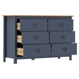 Berkfield Home Sideboard Hill Grey 125x40x80 cm Solid Pine Wood in Dark Navy - Size: 125 x 40 x 80 cm