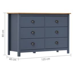 Berkfield Home Sideboard Hill Grey 125x40x80 cm Solid Pine Wood in Dark Navy - Size: 125 x 40 x 80 cm - thumbnail 7