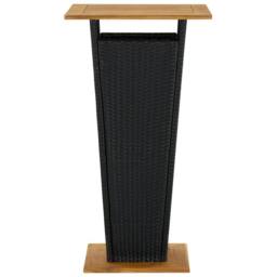 Berkfield Home Bar Table Black 60x60x110 cm Poly Rattan & Solid Acacia Wood - Size: 60 x 60 x 110 cm - thumbnail 3