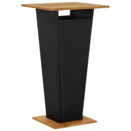 Berkfield Home Bar Table Black 60x60x110 cm Poly Rattan & Solid Acacia Wood - Size: 60 x 60 x 110 cm