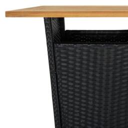 Berkfield Home Bar Table Black 60x60x110 cm Poly Rattan & Solid Acacia Wood - Size: 60 x 60 x 110 cm - thumbnail 5