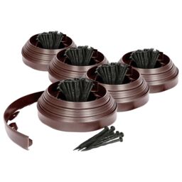 Harbour Housewares 50m Flexible Plastic Lawn Edging Path Grass Border with Plastic Pegs in Brown