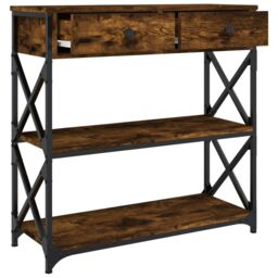 Berkfield Home Console Table Smoked Oak 75x28x75 cm Engineered Wood in Brown - Size: 75 x 28 x 75 cm - thumbnail 5