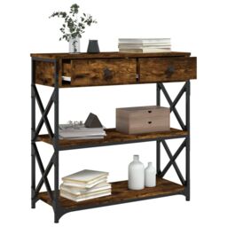 Berkfield Home Console Table Smoked Oak 75x28x75 cm Engineered Wood in Brown - Size: 75 x 28 x 75 cm - thumbnail 4