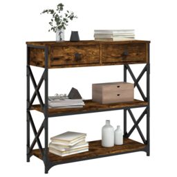 Berkfield Home Console Table Smoked Oak 75x28x75 cm Engineered Wood in Brown - Size: 75 x 28 x 75 cm - thumbnail 3