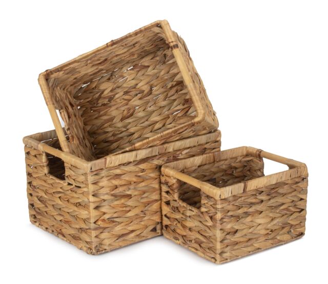 Red Hamper Water Hyacinth Set of 3 Nordic Water Hyacinth Storage Basket in Brown - image 1