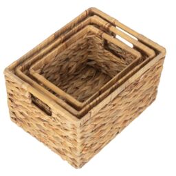 Red Hamper Water Hyacinth Set of 3 Nordic Water Hyacinth Storage Basket in Brown - thumbnail 4