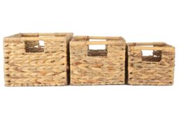 Red Hamper Water Hyacinth Set of 3 Nordic Water Hyacinth Storage Basket in Brown - thumbnail 3