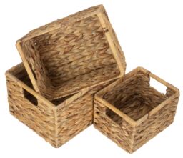 Red Hamper Water Hyacinth Set of 3 Nordic Water Hyacinth Storage Basket in Brown - thumbnail 2