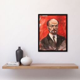 "Artery8 Vladimir Lenin Portrait Soviet Union Communism Framed Art Print in Red - Size: W12"" x H16""" - thumbnail 4